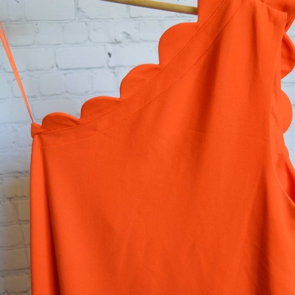 Retro Fitted Orange One- Shoulder Shift Dress - Picture 3 of 4